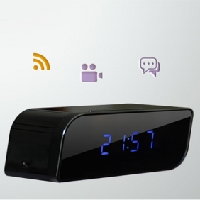160 Wide-angle 720P WIFI alarm clock Spy camera IR Night vision motion detection