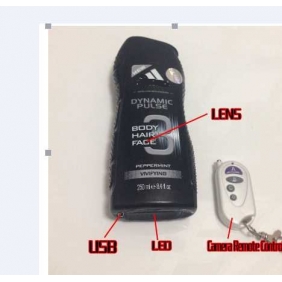 HD Bathroom Spy Camera Black Men's Shower Gel Motion Detection 1080P DVR Remote Control  ON/OFF